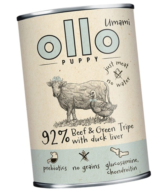Ollo Puppy Umami mokra karma dla szczeniąt wołowina żwacze wątróbka 850g