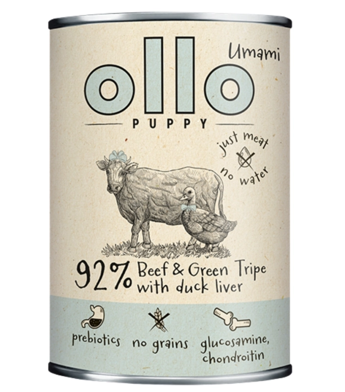 Ollo Puppy Umami mokra karma dla szczeniąt wołowina żwacze wątróbka 850g