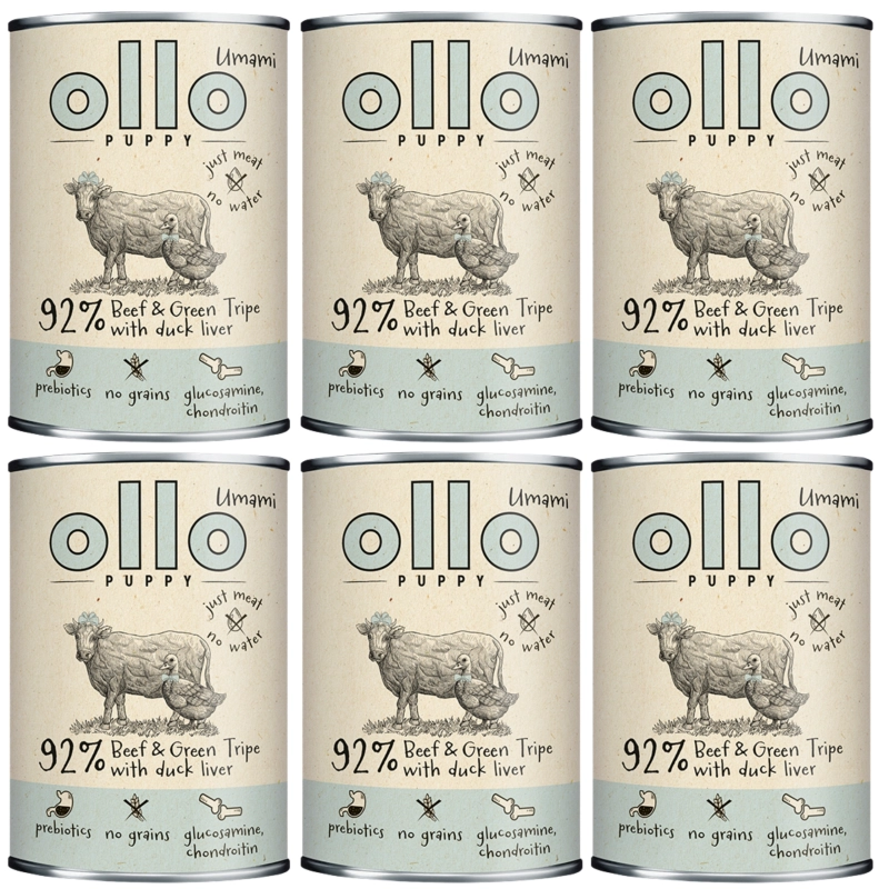 Ollo Puppy Umami mokra karma dla szczeniąt wołowina żwacze wątróbka 6x 850g