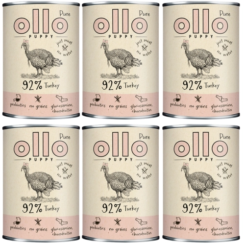 Ollo Puppy Pure monobiałkowa mokra karma dla szczeniąt indyk 6x 850g