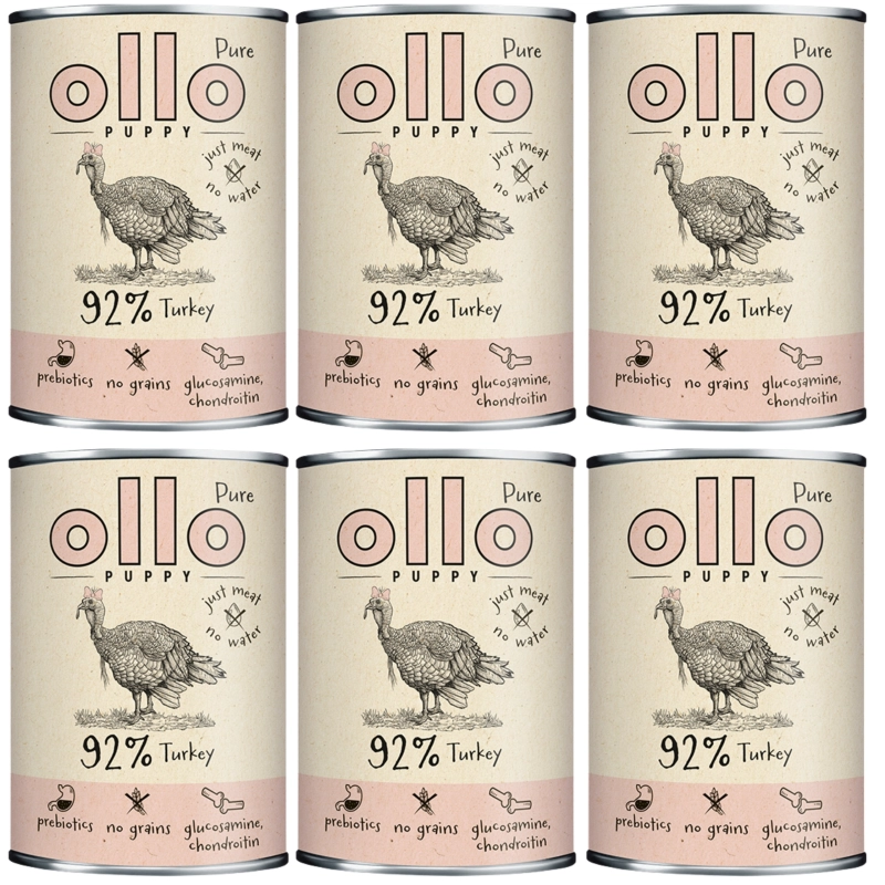 Ollo Puppy Pure monobiałkowa mokra karma dla szczeniąt indyk 850g