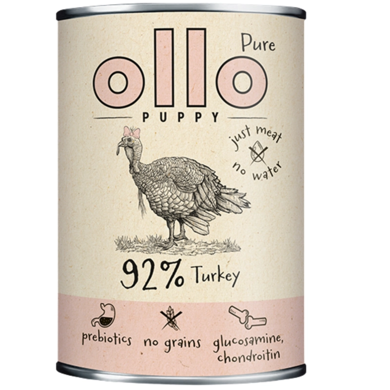 Ollo Puppy Pure monobiałkowa mokra karma dla szczeniąt indyk 850g