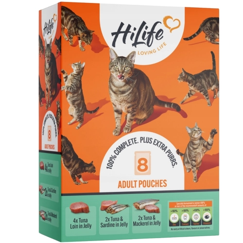 HILIFE Rybne Smaki w galaretce mokra karma dla kota tuńczyk mix BOX 8x70g