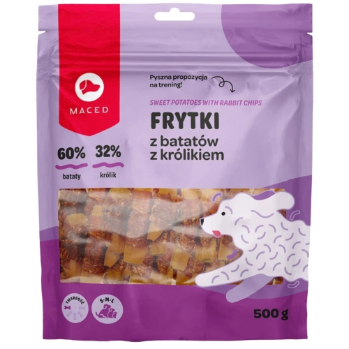 Maced Frytki z Batatów z Królikiem miękki przysmak treningowy dla psa 500g