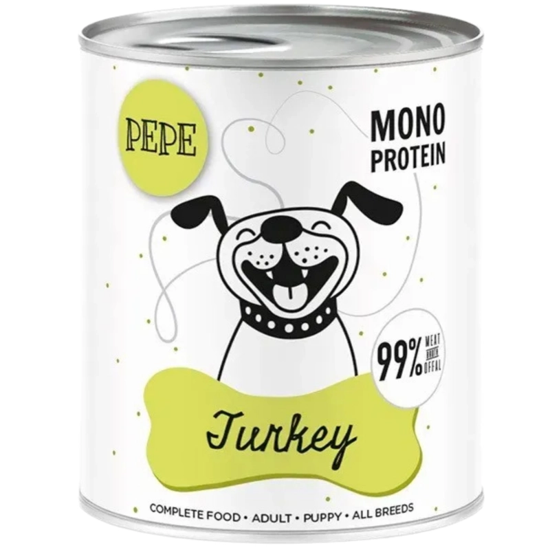 Paka Zwierzaka PEPE Turkey XL Indyk monobiałkowa karma dla szczeniąt i dorosłych psów 800g