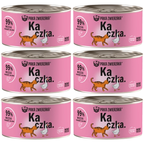 Paka Zwierzaka Kaczka monobiałkowa mokra karma dla kota i kociąt 6x 200g