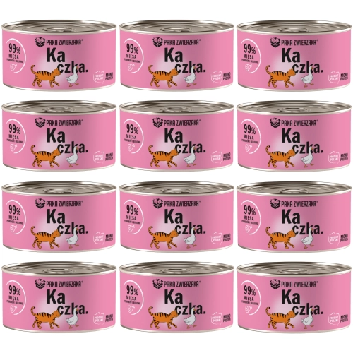 Paka Zwierzaka Kaczka monobiałkowa mokra karma dla kota i kociąt 12x 200g
