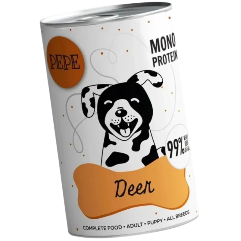 Paka Zwierzaka PEPE Deer Jeleń monobiałkowa mokra karma dla szczeniąt i dorosłego psa 12x 400g