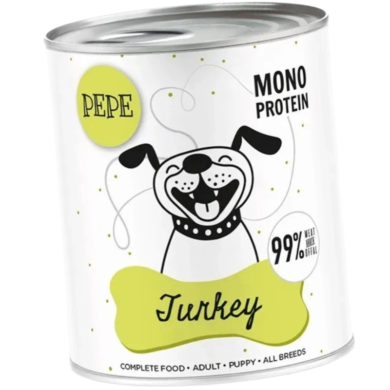 Paka Zwierzaka PEPE Turkey XL Indyk monobiałkowa karma dla szczeniąt i dorosłych psów 12x 800g