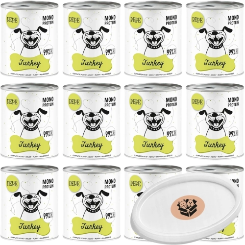  Paka Zwierzaka PEPE Turkey XL Indyk monobiałkowa karma dla szczeniąt i dorosłych psów 12x 800g + wieczko gratis