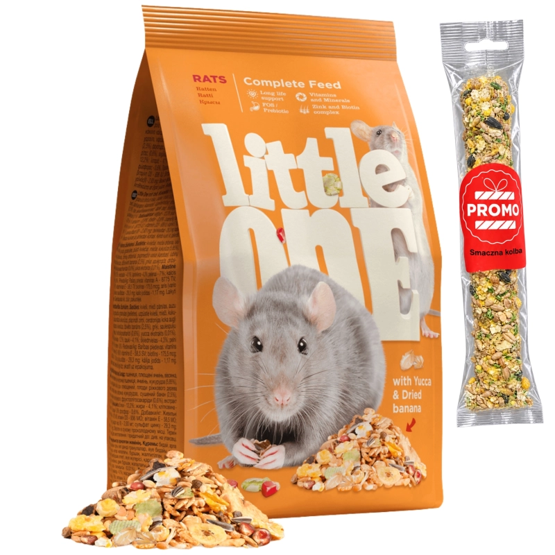 Little One mieszanka pokarm dla szczura z bananem juka 900g + kolba gratis