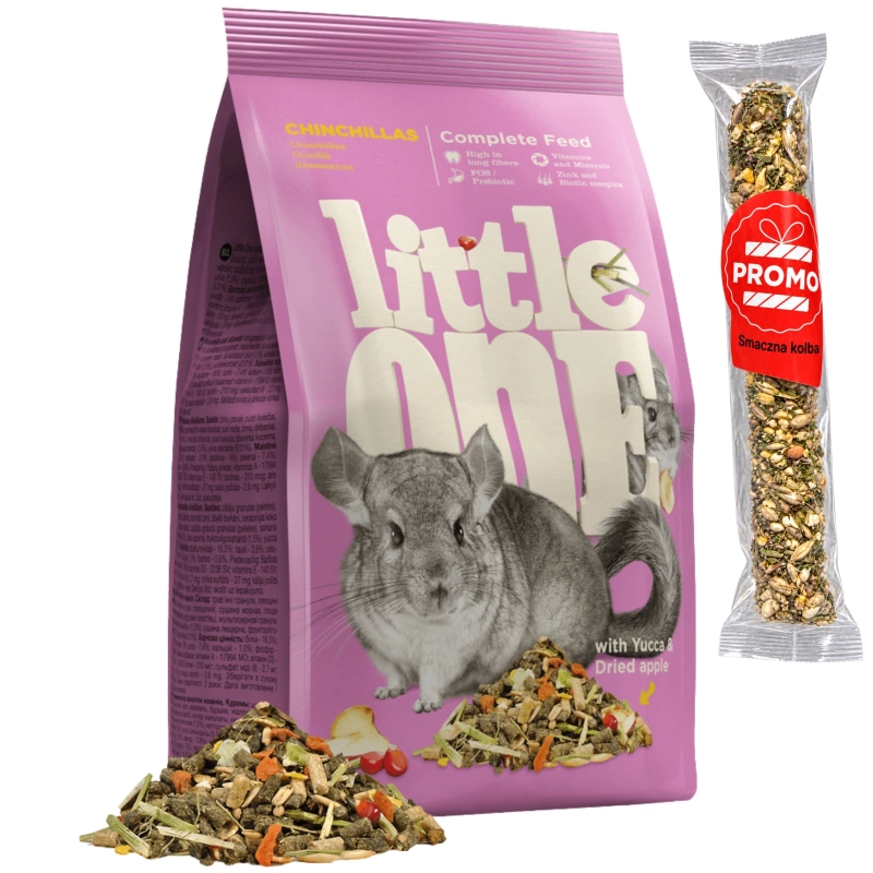 Little One pokarm dla szynszyli z jabłkiem ekstrakt juki 900g + kolba