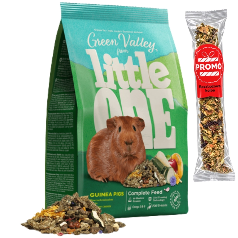 Little One Zielona Dolina mieszanka pokarm dla świnki morskiej bez zbóż 750g + kolba