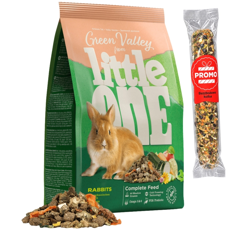 Little One Zielona Dolina mieszanka pokarm dla królika bez zbóż 750g +kolba