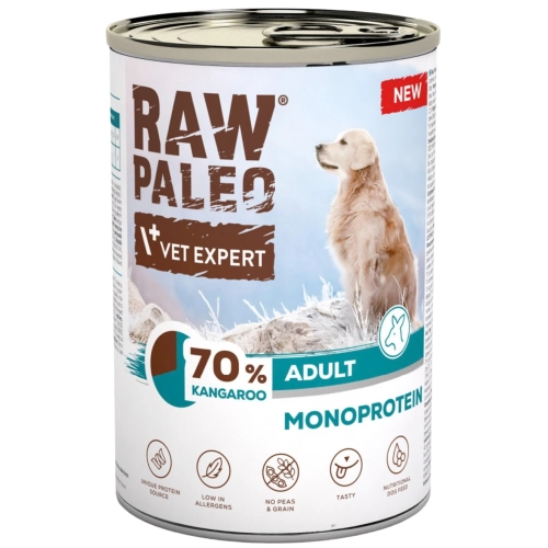 Vet Expert Raw Paleo Adult Dog monobiałkowa mokra karma dla dorosłego psa kangur 400g
