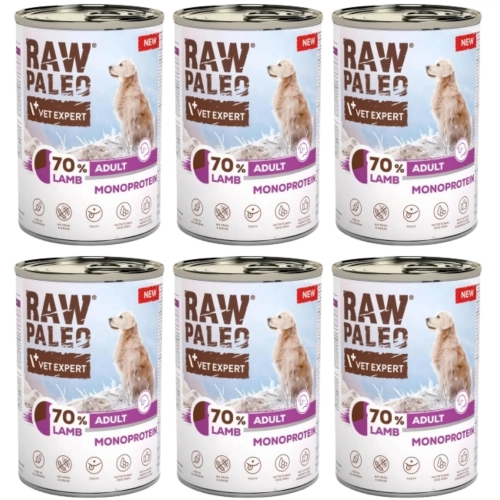 Vet Expert Raw Paleo Adult Dog monobiałkowa karma dla dorosłego psa jagnięcina 6x 400g
