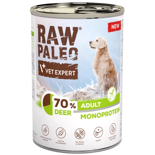 Vet Expert Raw Paleo Adult Dog monobiałkowa mokra karma dla dorosłego psa jeleń 400g