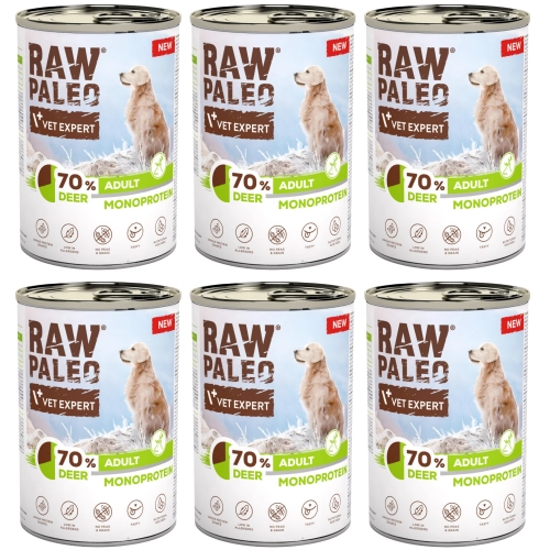 Vet Expert Raw Paleo Adult monobiałkowa mokra karma dla dorosłego psa jeleń 6x 400g