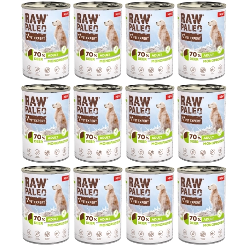Vet Expert Raw Paleo Adult monobiałkowa mokra karma dla dorosłego psa jeleń 12x 400g