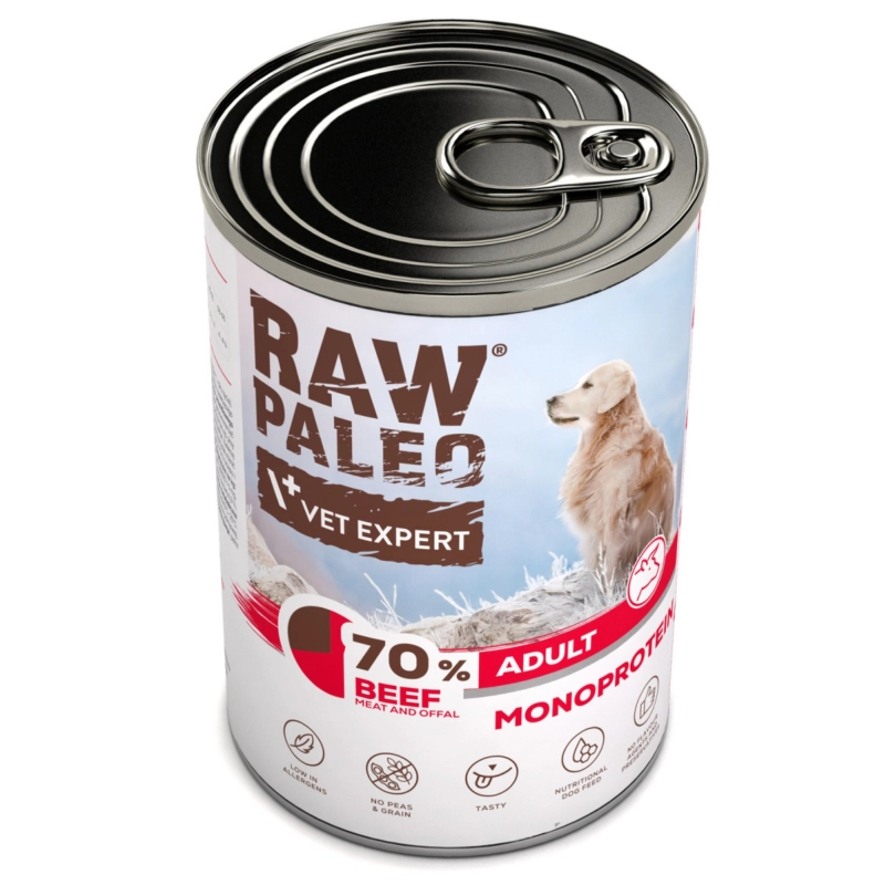 Vet Expert Raw Paleo Adult monobiałkowa mokra karma dla dorosłego psa wołowina 400g