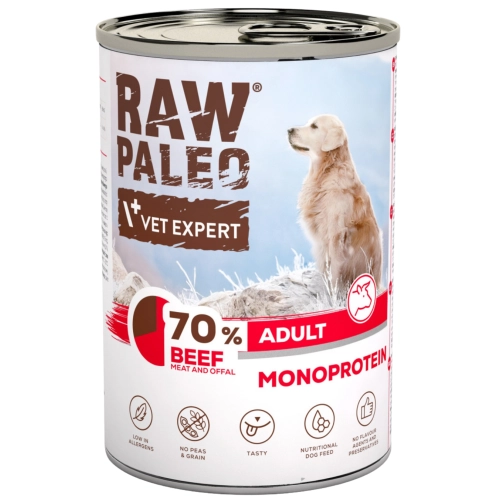 Vet Expert Raw Paleo Adult monobiałkowa mokra karma dla dorosłego psa wołowina 400g