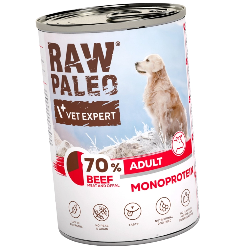 Vet Expert Raw Paleo Adult monobiałkowa mokra karma dla dorosłego psa wołowina 400g