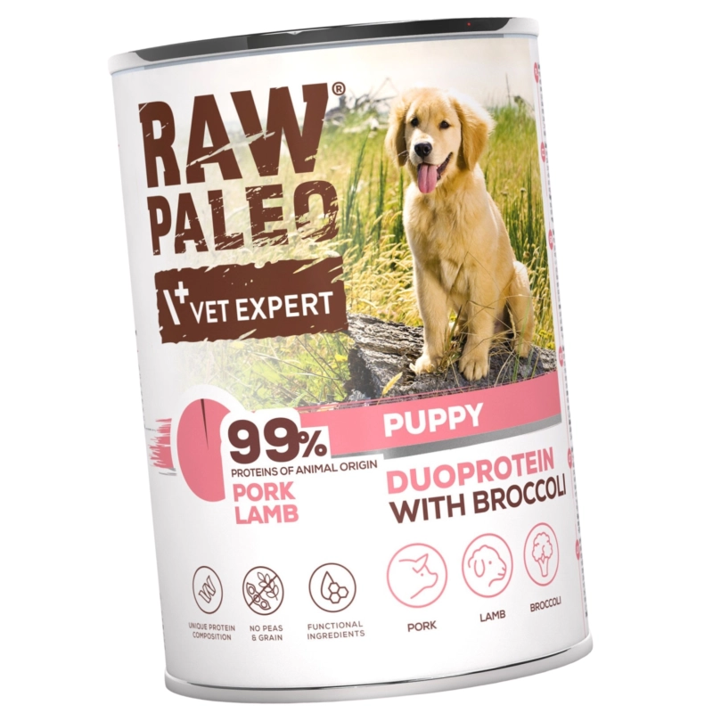 Vet Expert Raw Paleo Puppy duoproteinowa dla szczeniąt wieprzowina jagnięcina 400g