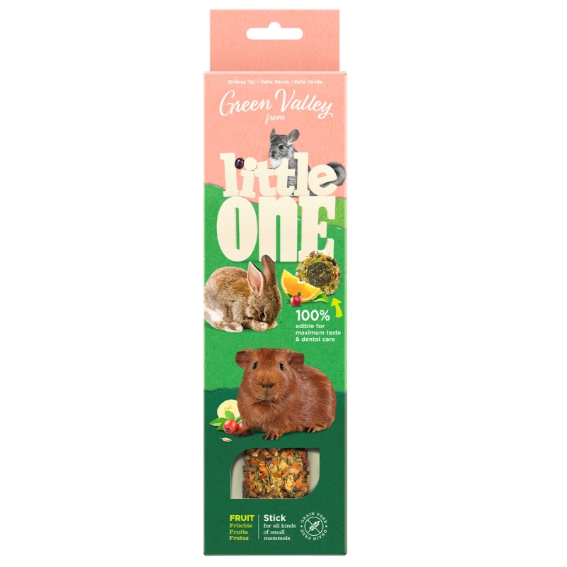 Little One Zielona Dolina bezzbożowy baton kolba z owocami dla gryzoni 180g