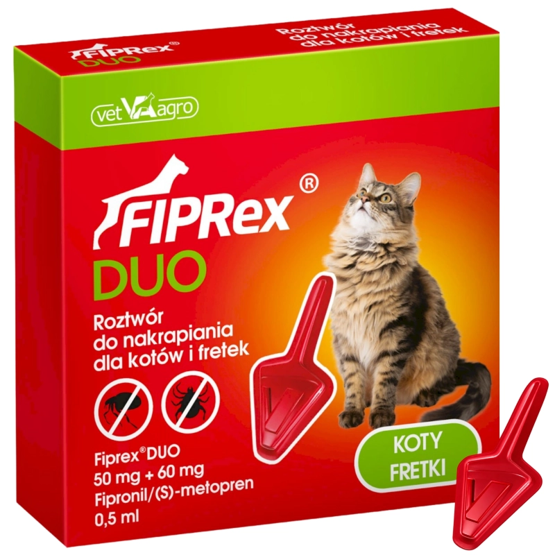 Fiprex Duo krople spot-on dla kota i fretki na pchły kleszcze wszoły 0,5ml
