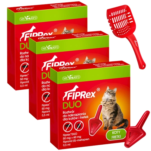 Fiprex Duo krople spot-on dla kota fretki na pchły kleszcze wszoły 3x 0,5ml