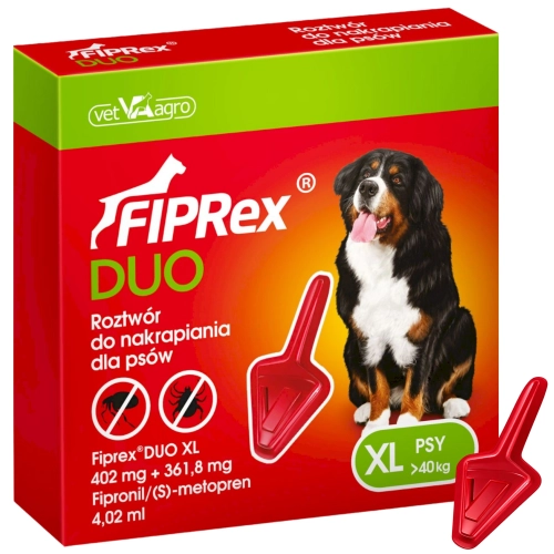 Fiprex Duo XL krople spot-on dla psa >40kg na pchły kleszcze wszoły 4,02ml
