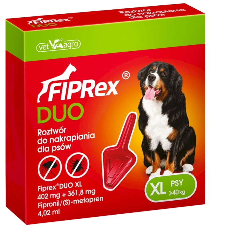 Fiprex Duo XL krople spot-on dla psa >40kg na pchły kleszcze 3x 4,02ml