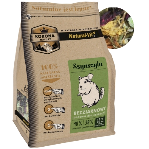 Korona Natury Natural-Vit pełnoporcjowa mieszanka pokarm dla szynszyli 750g