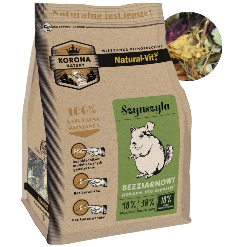 Natural-Vit Korona Natury pełnoporcjowa mieszanka pokarm dla szynszyli 750g