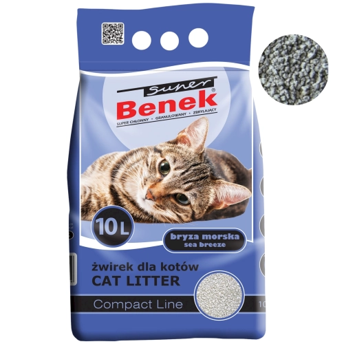 Super Benek Compact Bryza Morska żwirek bentonitowy zbrylający dla kota 10L