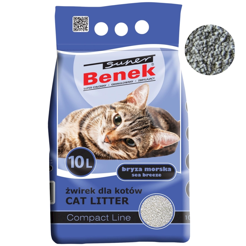 Super Benek Compact Bryza Morska żwirek bentonitowy zbrylający dla kota 10L