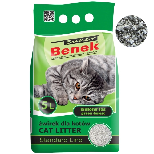 Super Benek Standard Zielony Las żwirek bentonitowy zbrylający dla kota 5L