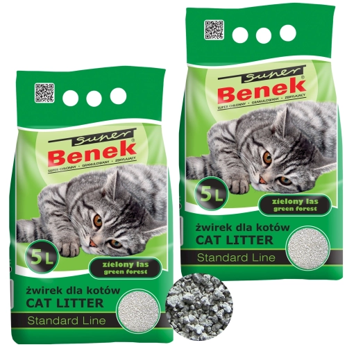 Super Benek Zielony Las żwirek bentonitowy zbrylający dla kota 2x 5L