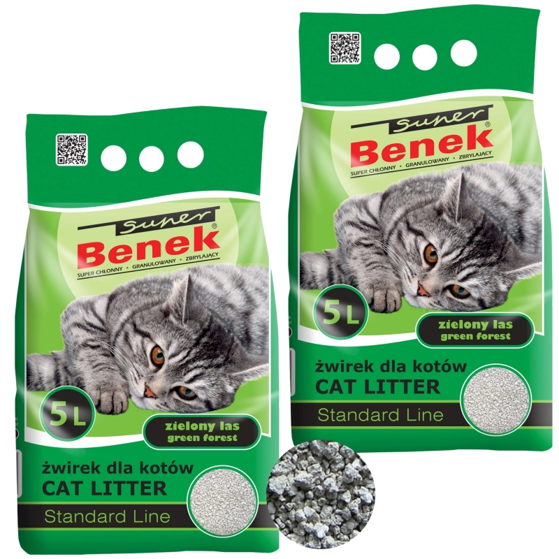 Super Benek Zielony Las żwirek bentonitowy zbrylający dla kota 2x 5L