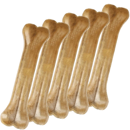 Hau&Miau kość prasowana ze skóry wołowej naturalny gryzak dla psa 16,5cm 5 szt