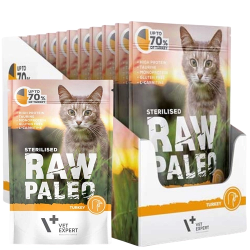 Vet Expert Raw Paleo Sterilised indyk mokra karma dla kota sterylizowanego 12x 100 g