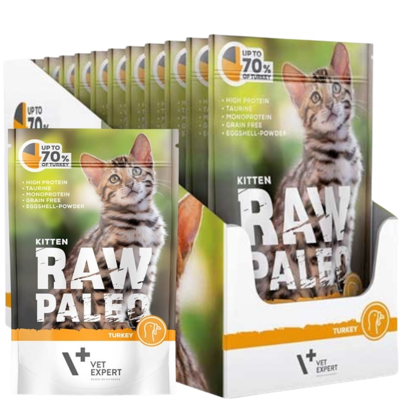 Vet Expert Raw Paleo Kitten indyk monoproteinowa mokra karma dla kociąt 12x 100g