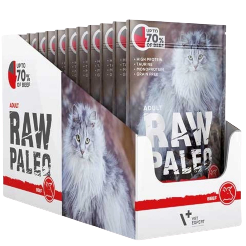 Vet Expert Raw Paleo Adult wołowina monoproteinowa mokra karma dla dorosłego kota 12x 100g