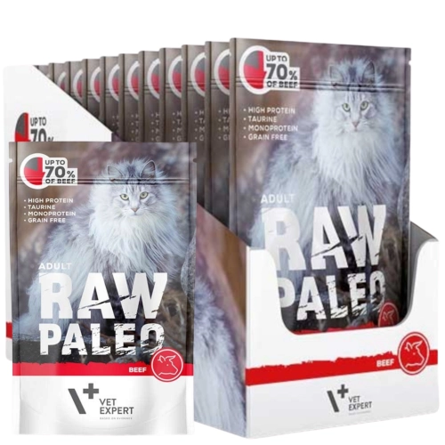 Vet Expert Raw Paleo Adult wołowina monoproteinowa mokra karma dla dorosłego kota 12x 100g