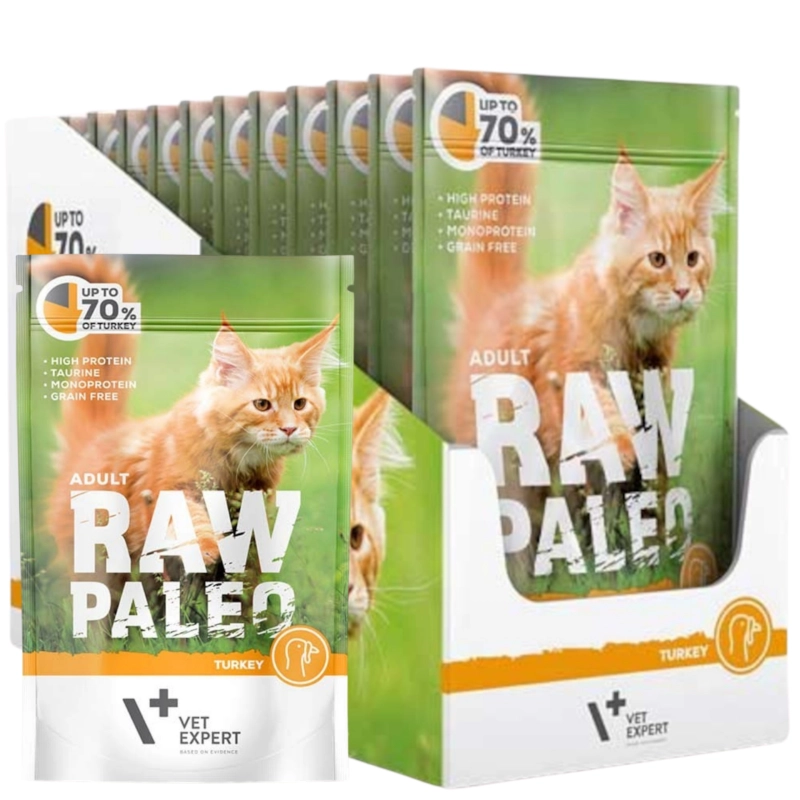 Vet Expert Raw Paleo Adult indyk monoproteinowa mokra karma dla dorosłego kota 12x 100g