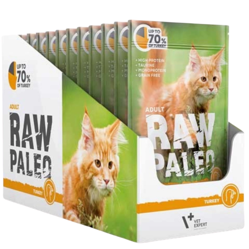 Vet Expert Raw Paleo Adult indyk monoproteinowa mokra karma dla dorosłego kota 12x 100g