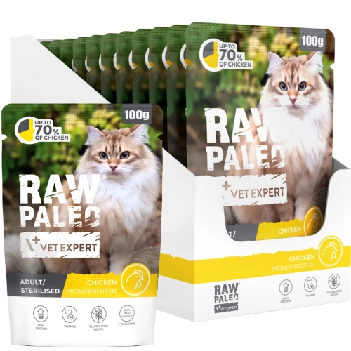 Vet Expert Raw Paleo kurczak monoproteinowa karma dla kota sterylizowanego 12x 100g