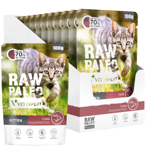 Vet Expert Raw Paleo Kitten tuńczyk monoproteinowa mokra karma dla kociąt 12x 100g