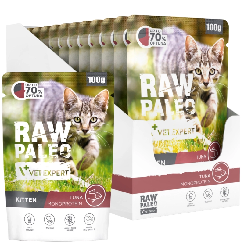 Vet Expert Raw Paleo Kitten tuńczyk monoproteinowa mokra karma dla kociąt 12x 100g