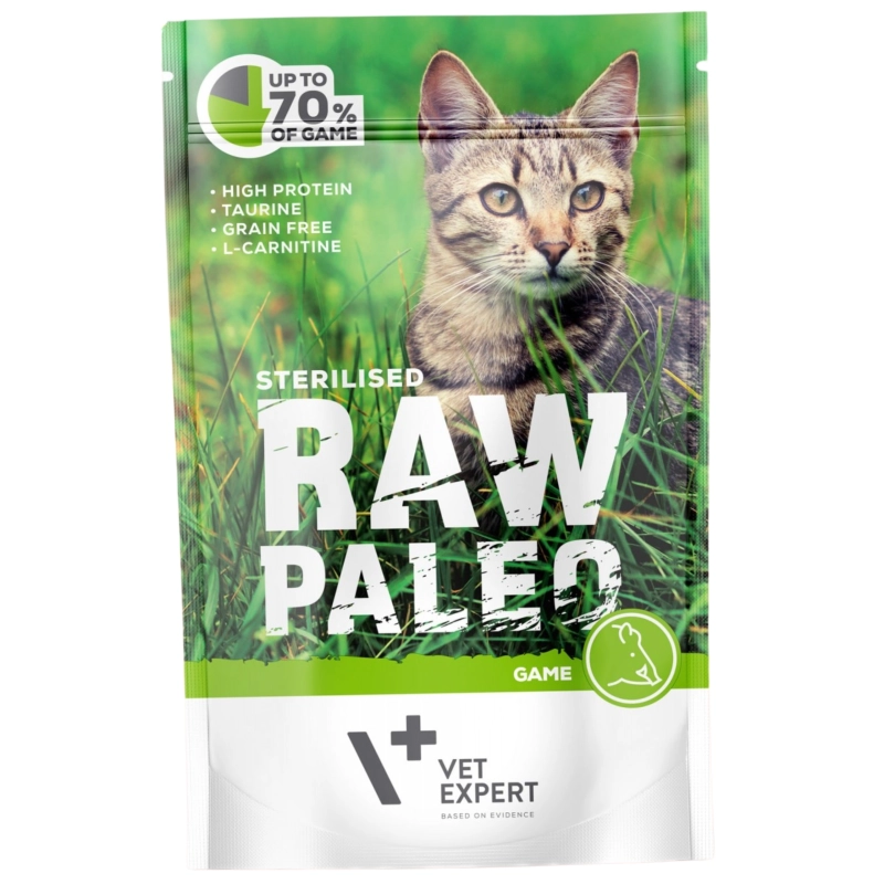 Vet Expert Raw Paleo monobiałkowa mokra karma dla kota sterylizowanego dziczyzna 100g